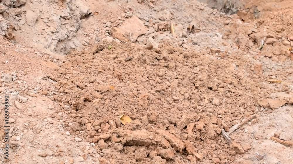 Digging. Throwing clay on the ground several times Digging. Throwing clay on the ground several times