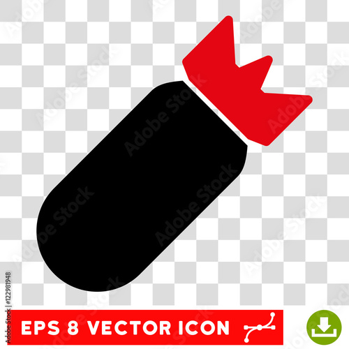 Vector Aviation Bomb EPS vector pictogram. Illustration style is flat iconic bicolor intensive red and black symbol on a transparent background.