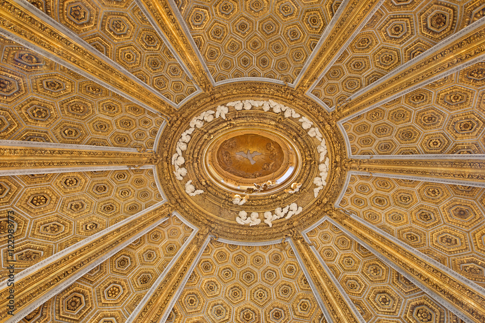 ROME, ITALY - MARCH 10, 2016:  The detail of cupola of church Chiesa di Sant'Andrea al Quirinale designed by Bernini.