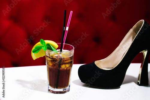 nonalcoholic cocktail with shoe