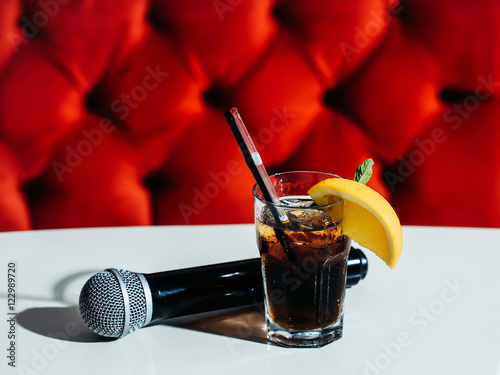 microphone and nonalcoholic cocktai
