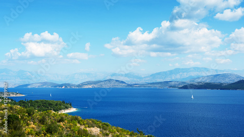 Panoramic view of the strait between Corfu and Albania. Greece © alexanderkonsta