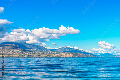 Majestic mountain lake in Canada. Okanagan Lake. Kelowna. Vancouver.