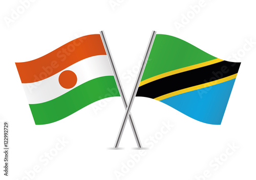 Niger and Tanzania flags. Vector illustration.