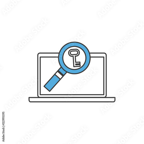 laptop computer with seo icon vector illustration design