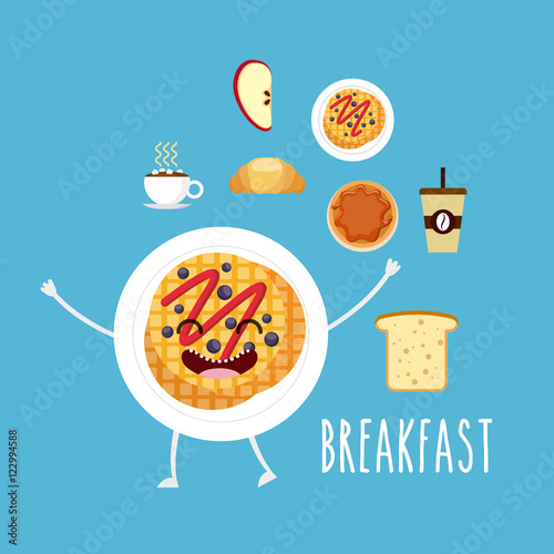 delicious and nutritive breakfast character vector illustration design