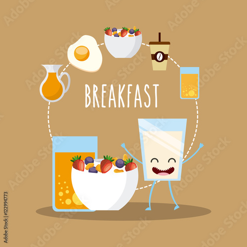 delicious and nutritive breakfast character vector illustration design