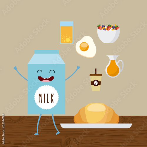 delicious and nutritive breakfast character vector illustration design