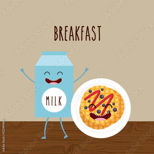 delicious and nutritive breakfast character vector illustration design