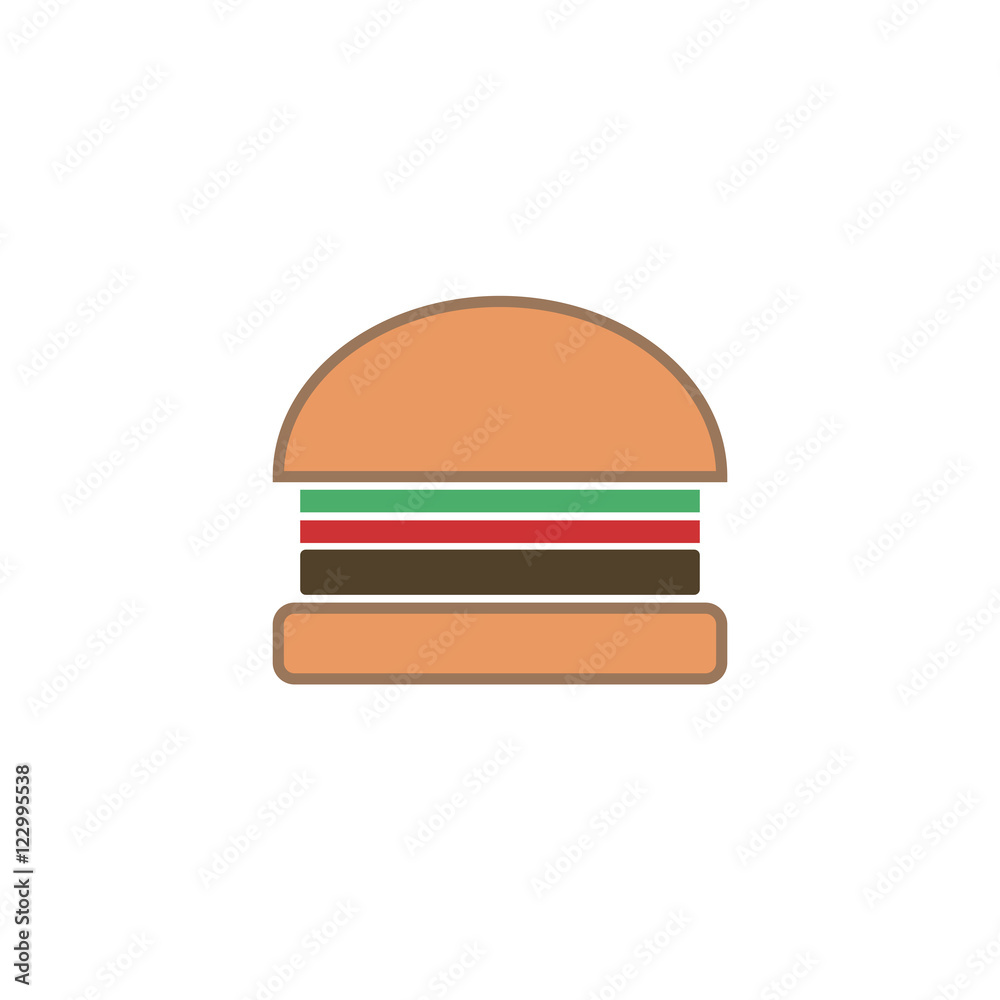Hamburger Flat Icon Vector Illustration, Burger Flat Icon Hamburger Flat Icon Vector Illustration, Burger Flat Icon