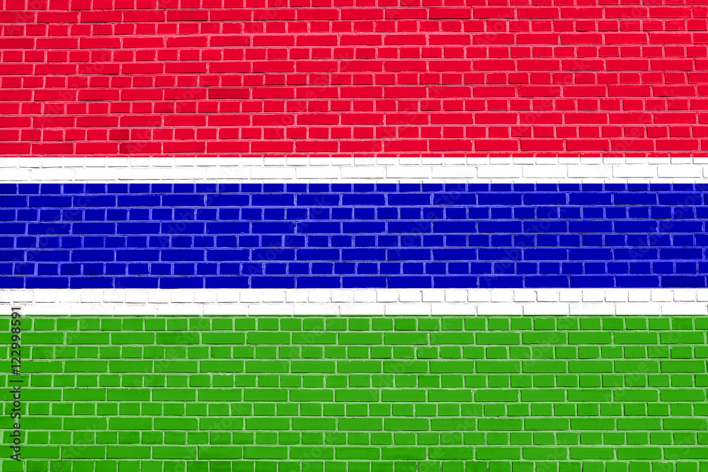 Flag of the Gambia, brick wall texture background Flag of the Gambia, brick wall texture background