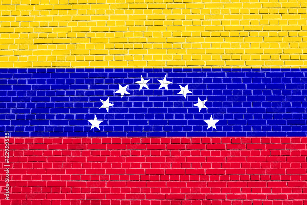 Flag of Venezuela on brick wall texture background