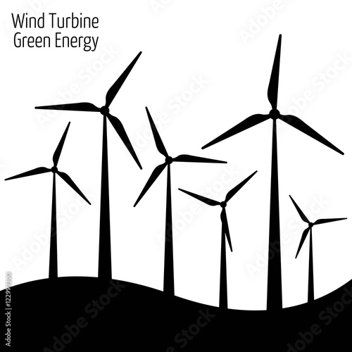 Wind turbine vector illustration. Windmill. Wind turbine landscape illustration.
