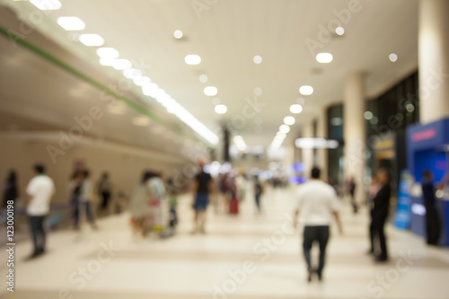Abstract people walking at International Airport blurred backgro