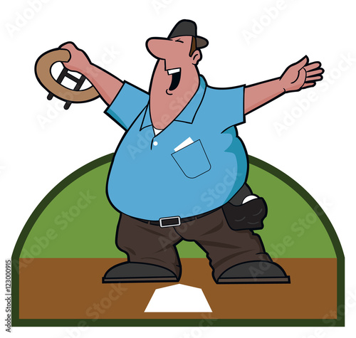 Ump / An umpire displays the safe sign at home plate.