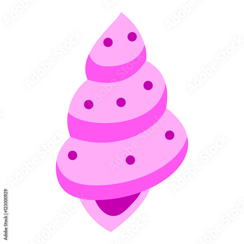 Seashell, vector icon isolated on white, cockleshell