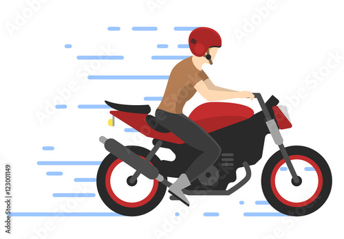 Motorcyclist on motorbike , vector illustration. Motorbiker. Motocross race.