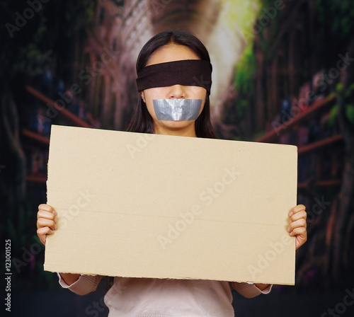 Black woman blindfolded: hostage concept, Stock Video