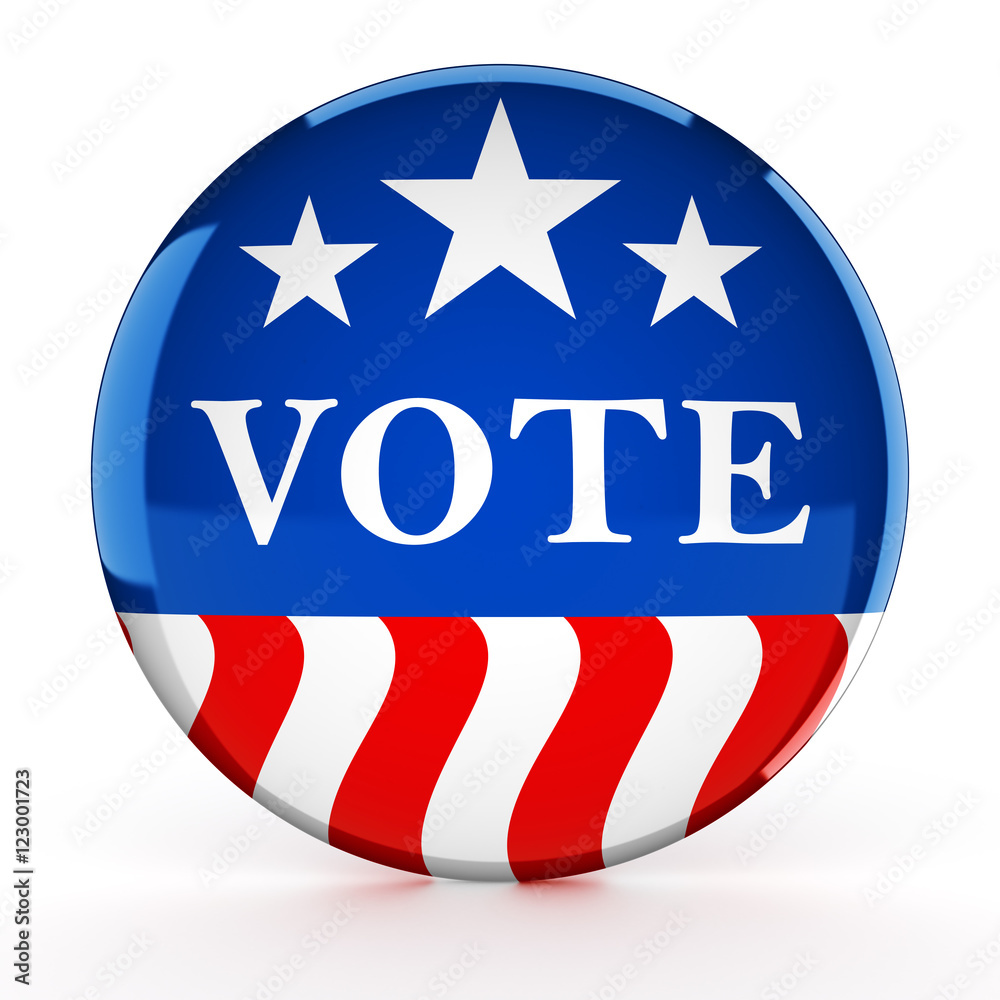 Vote button in red, white, and blue with stars - 3d rendering Vote button in red, white, and blue with stars - 3d rendering