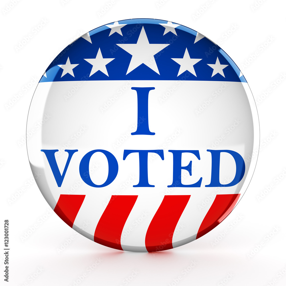Vote button in red, white, and blue with stars - 3d rendering Vote button in red, white, and blue with stars - 3d rendering