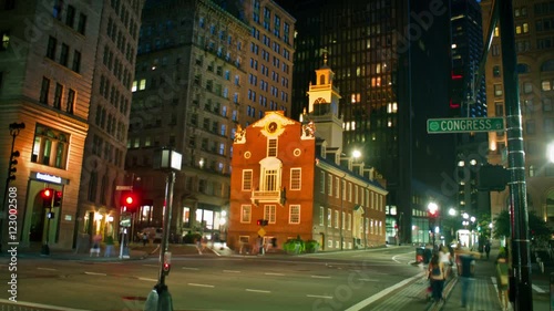 Old State House at night in Boston, USA photo