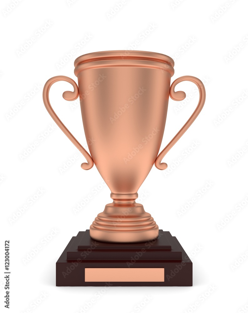 Bronze cup on white background. 3D rendering. Bronze cup on white background. 3D rendering.