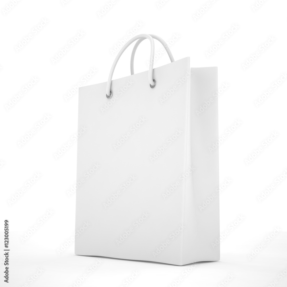 Paper Shopping Bag isolated on white background. 3d rendering. Paper Shopping Bag isolated on white background. 3d rendering.