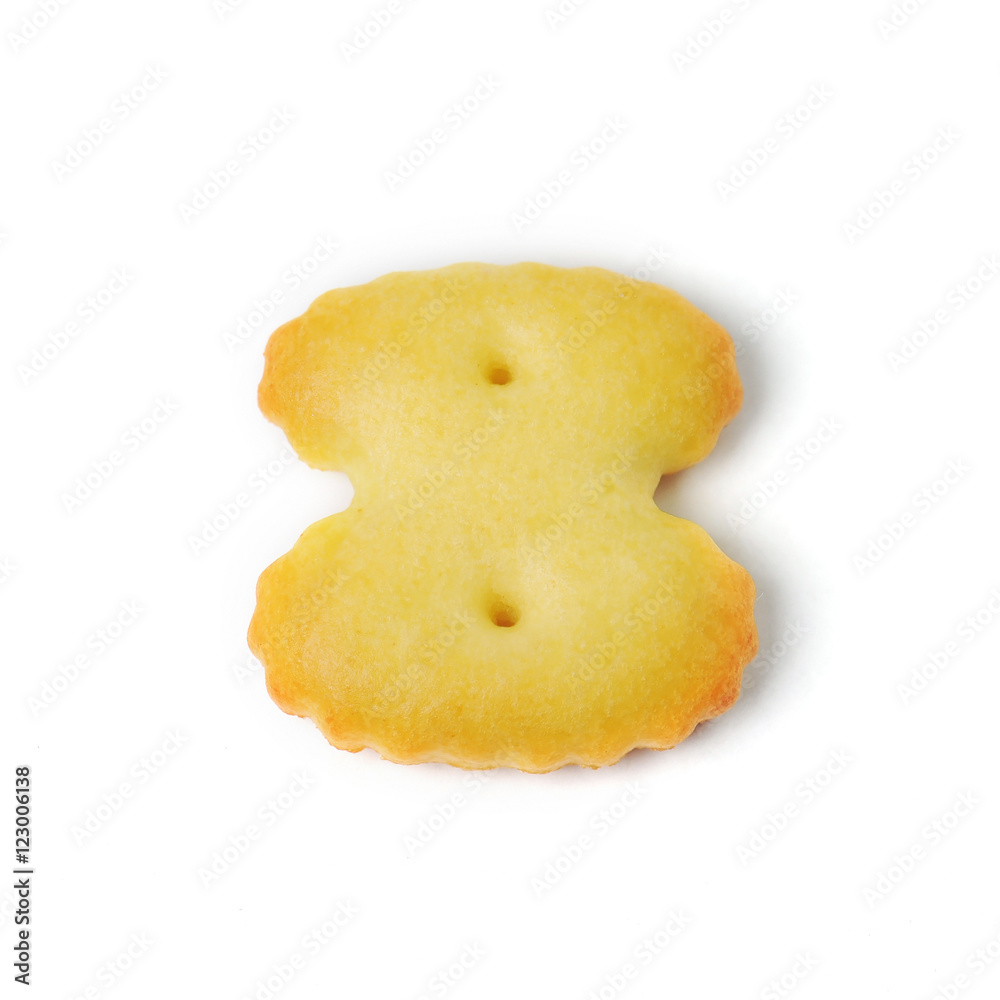 Number 8 made of cracker cookie isolated on white background Number 8 made of cracker cookie isolated on white background