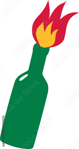 Molotov cocktail with fire