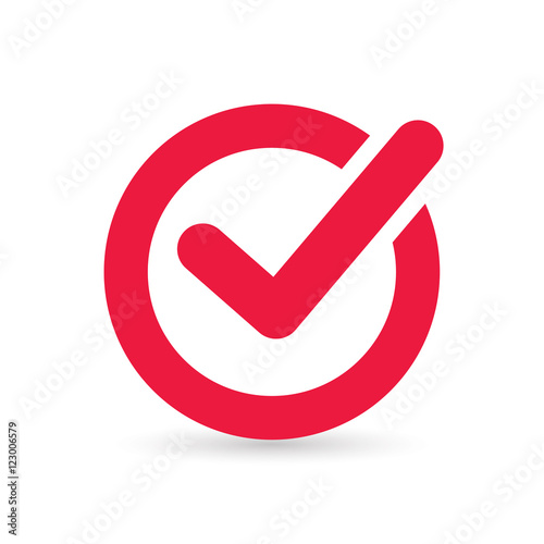 Red round checkbox icon isolated on white background