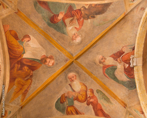 Obraz na płótnie BRESCIA, ITALY - MAY 22, 2016: The ceiling fresco of Four Evangelists in Chiesa di San Pietro in Olvieto (St