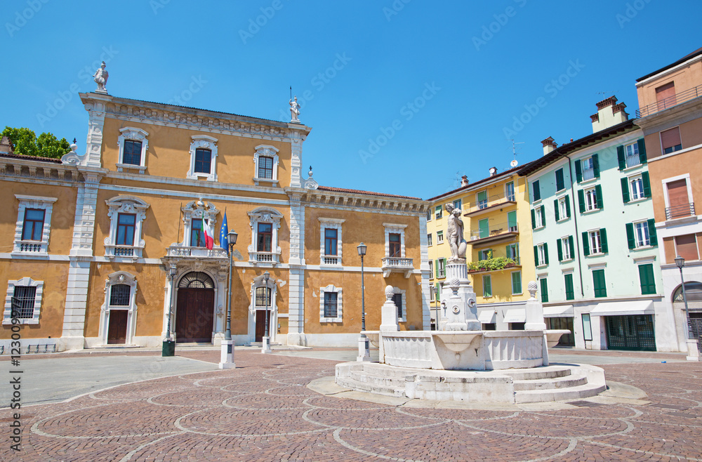 Brescia - The Piazza del Mercato square and University of Brescia.