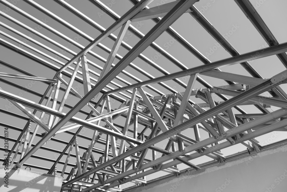 Structure of steel roof. Structure of steel roof.