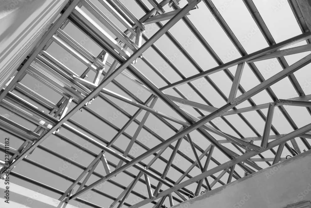 Structure of steel roof. Structure of steel roof.