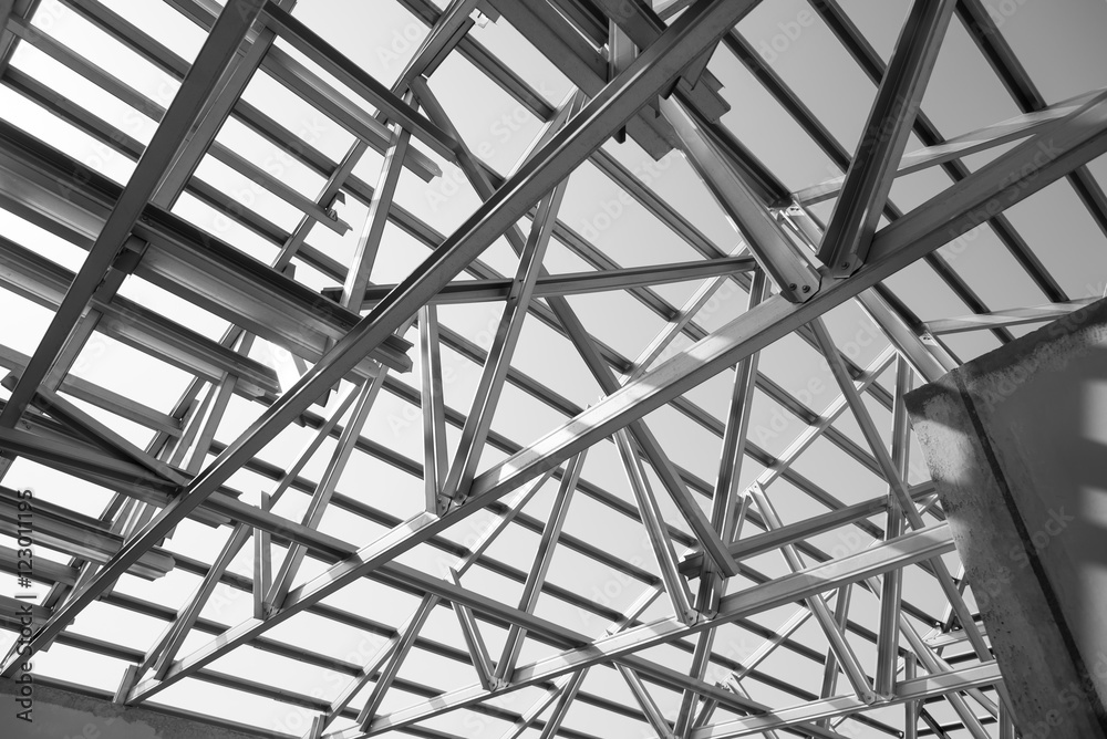 Structure of steel roof. Structure of steel roof.