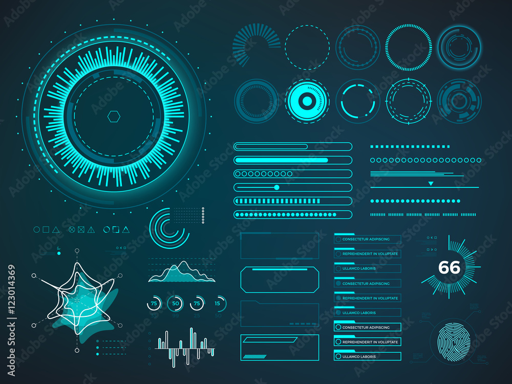 Futuristic user interface HUD. Infographic vector elements - obrazy, fototapety, plakaty 