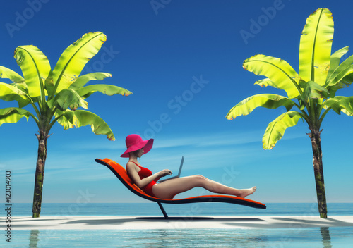 Woman in swimsuit using a l...
