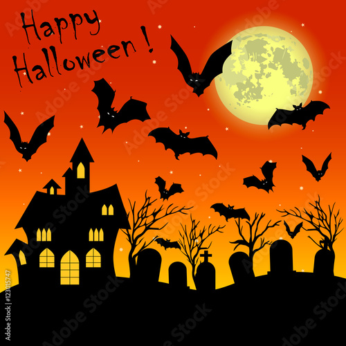 Halloween night with Moon illustration.