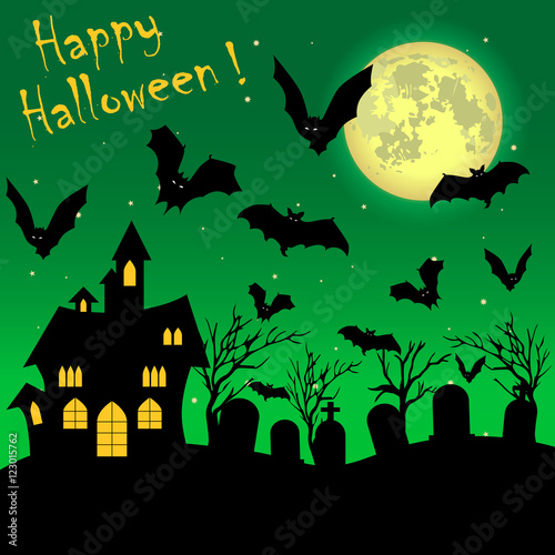 Halloween night with Moon illustration.