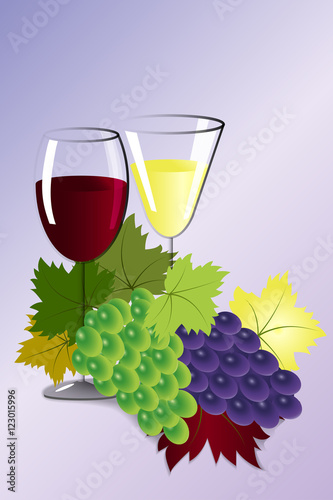 Glasses of wine and grapes