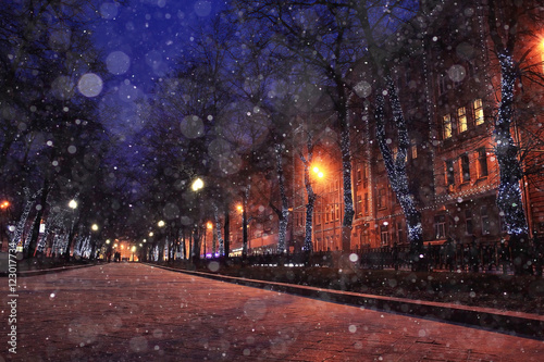 Night winter landscape in amazing city © kichigin19