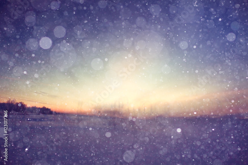 blurred background landscape winter sunny cold day Snow © kichigin19