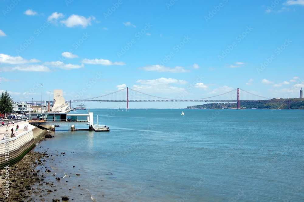View on the Tagus river and Bridge of 25 April  