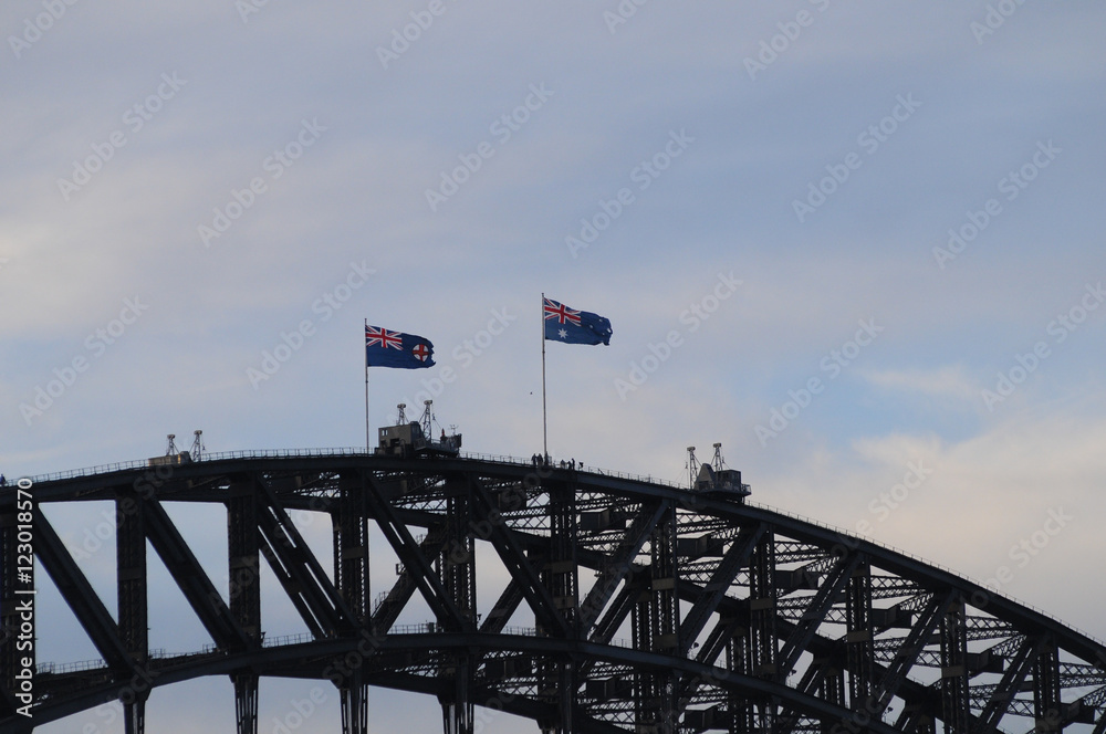 Sydney Harbor Bridge climbing by tourists Sydney Harbor Bridge climbing by tourists