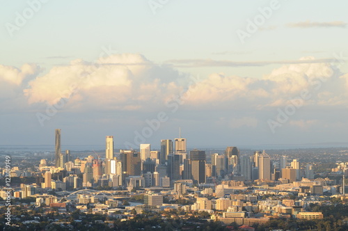 Brisbane city skyline in the evening before sun set