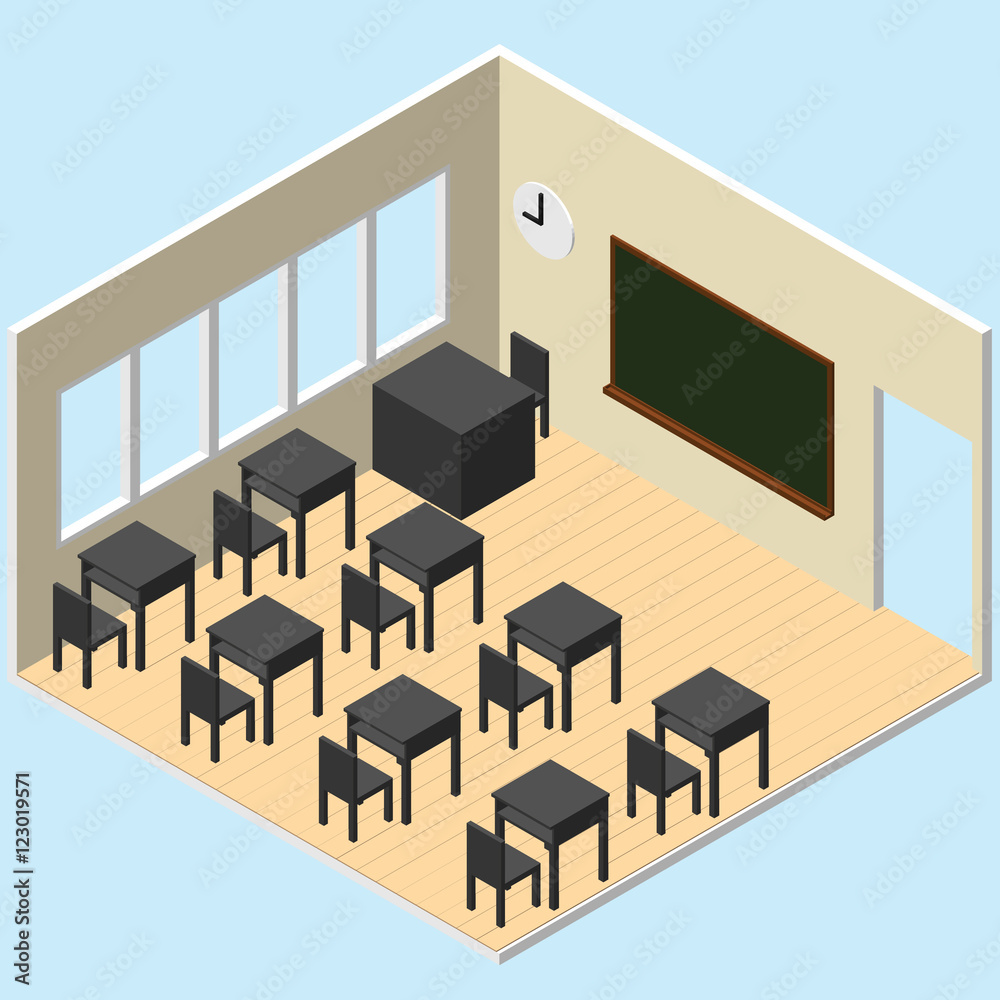 Classroom isometric vector icon