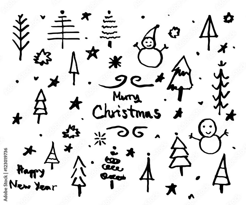 Doodle christmas sketching and drawing vector illustration Doodle christmas sketching and drawing vector illustration