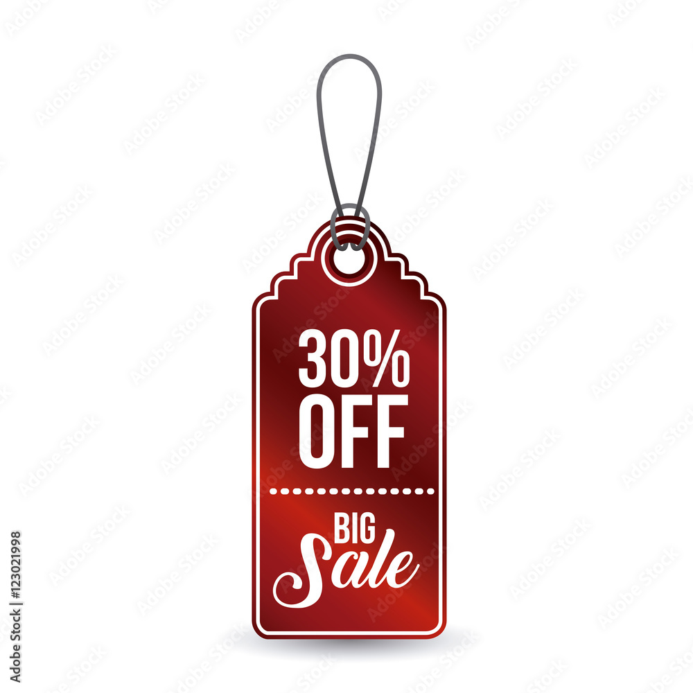 hanging red tag icon. Price offer discount and market design. Isolated design. Vector illustration