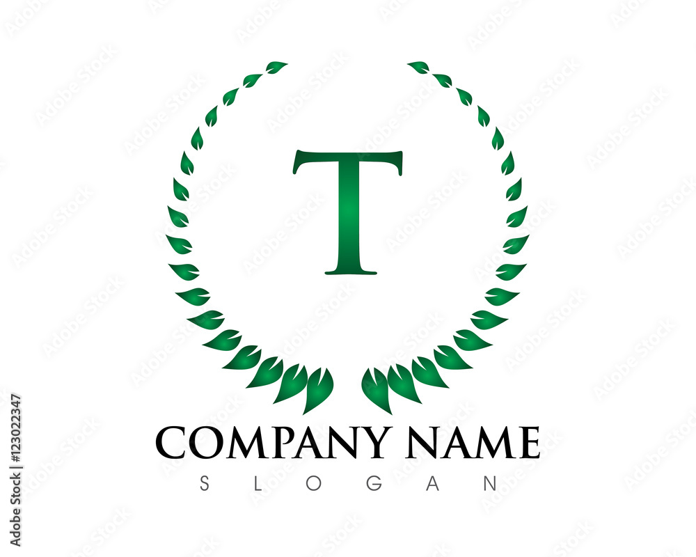 Obraz premium T Letter Leaf Logo