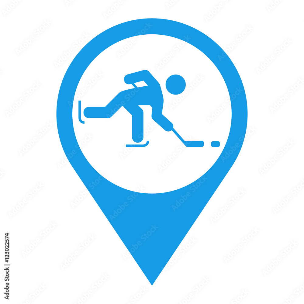 Icono plano localizacion hockey hielo azul Icono plano localizacion hockey hielo azul